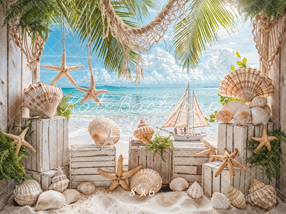 Kate Sommer Meer Strand Segelboot Hintergrund Entworfen von Emetselch - Kate Backdrop.de