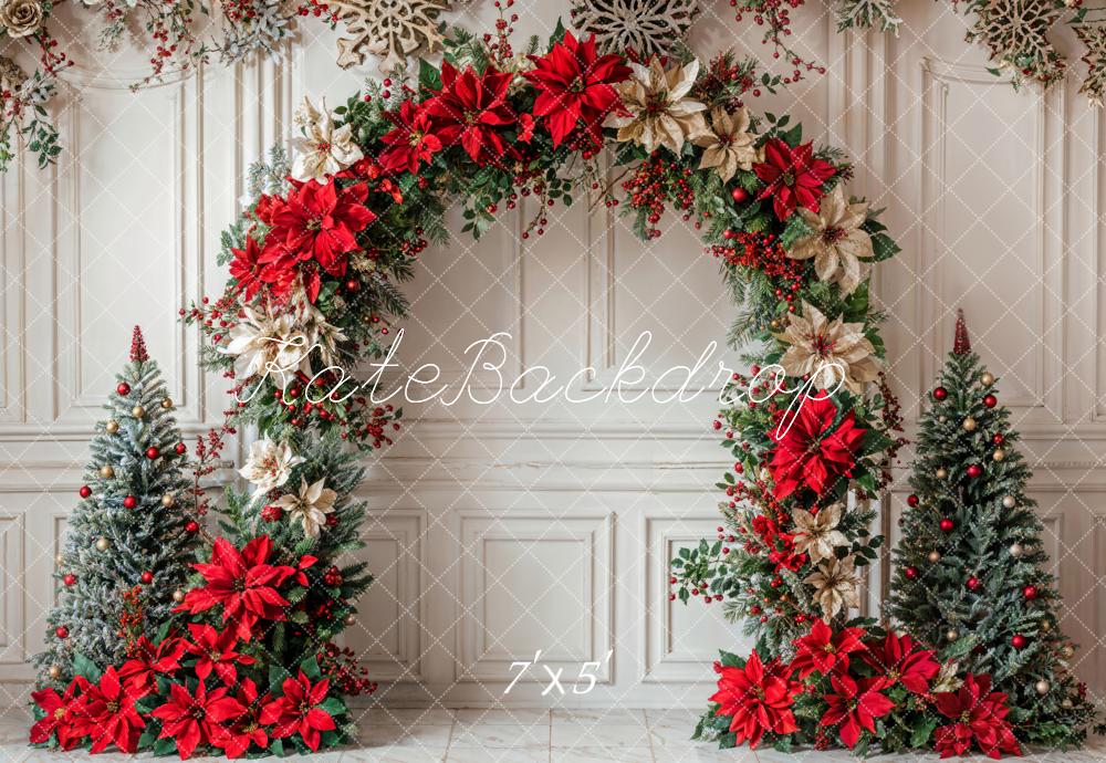 ⚡Blitzangebote #2-Kate Weihnachten Bunter Blumenbogen Weiße Retro Wand Hintergrund - Kate Backdrop.de