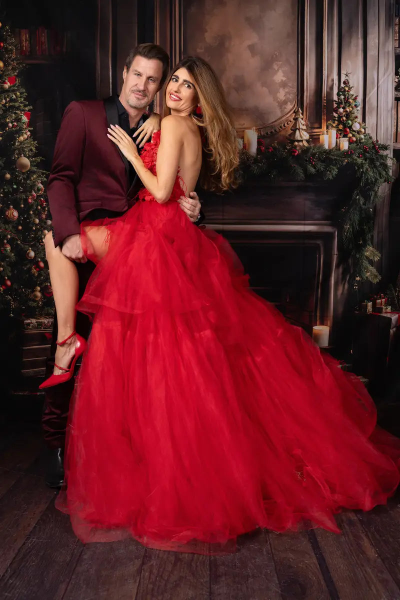 ⚡Blitzangebote #2-Kate Winter Weihnachten Dunkelbraun Holzbogen Fenster Zimmer Set - Kate Backdrop.de