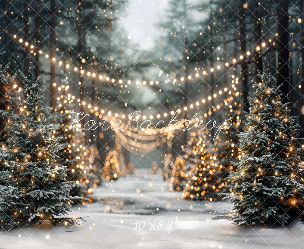 ⚡Blitzangebote #3-🚚Kate Winter Weihnachten Outdoor Wald Weiße Schneelandschaft Hintergrund - Kate Backdrop.de