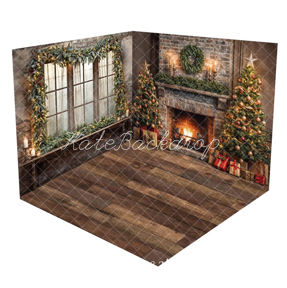 Kate Weihnachten Innenkamin Fenster Holzboden Zimmer Set