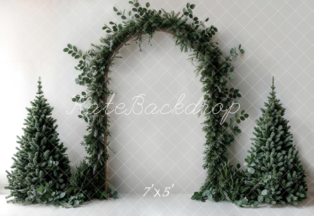 Kate Weihnachten Dunkelgrüner Pflanzenbogen Weiße Wand Hintergrund entworfen von Emetselch - Kate Backdrop.de