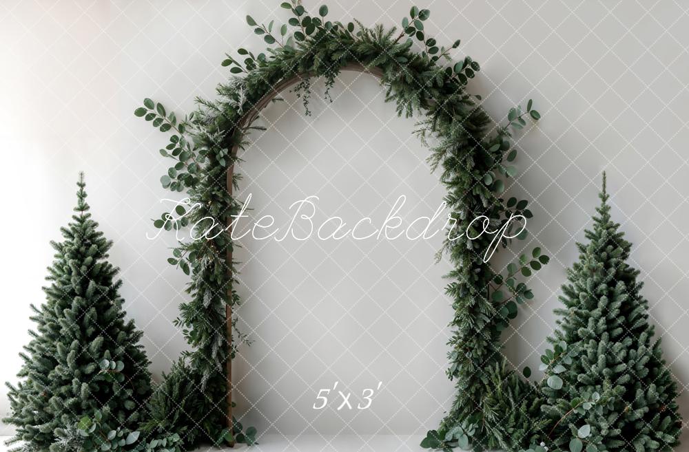 Kate Weihnachten Dunkelgrüner Pflanzenbogen Weiße Wand Hintergrund entworfen von Emetselch - Kate Backdrop.de