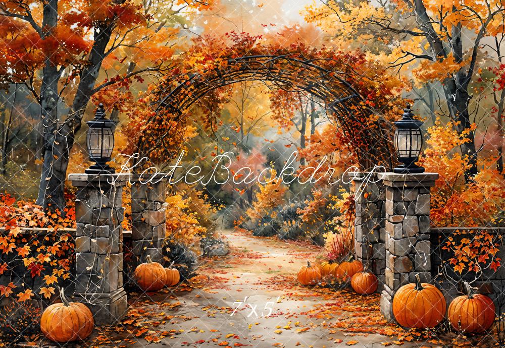 50%OFF-Kate Retro Aquarell Herbst Wald Kürbis Bogen Tor Hintergrund - Kate Backdrop.de
