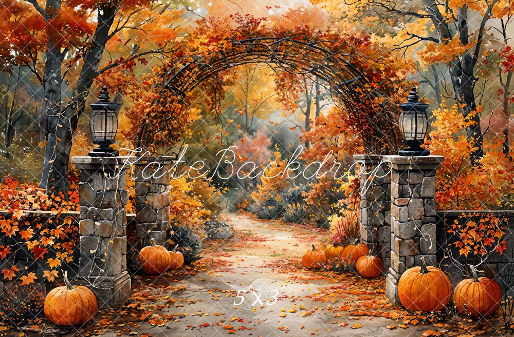 50%OFF-Kate Retro Aquarell Herbst Wald Kürbis Bogen Tor Hintergrund - Kate Backdrop.de