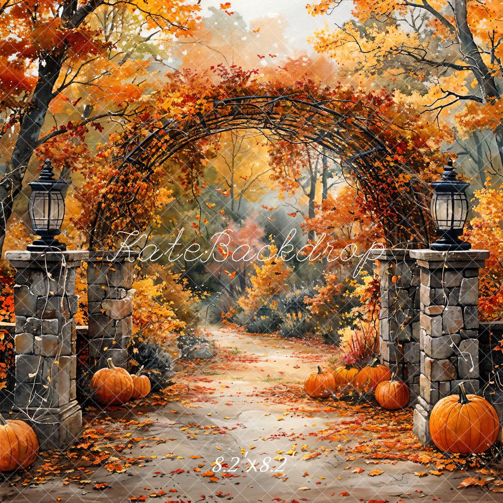50%OFF-Kate Retro Aquarell Herbst Wald Kürbis Bogen Tor Hintergrund - Kate Backdrop.de