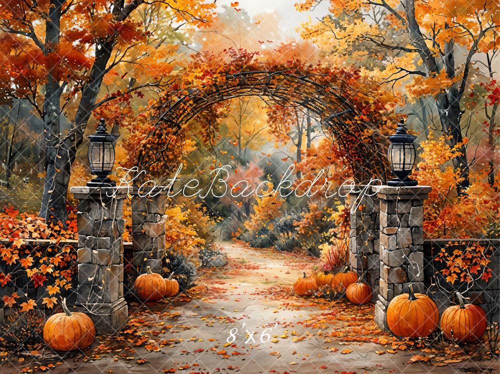 50%OFF-Kate Retro Aquarell Herbst Wald Kürbis Bogen Tor Hintergrund - Kate Backdrop.de