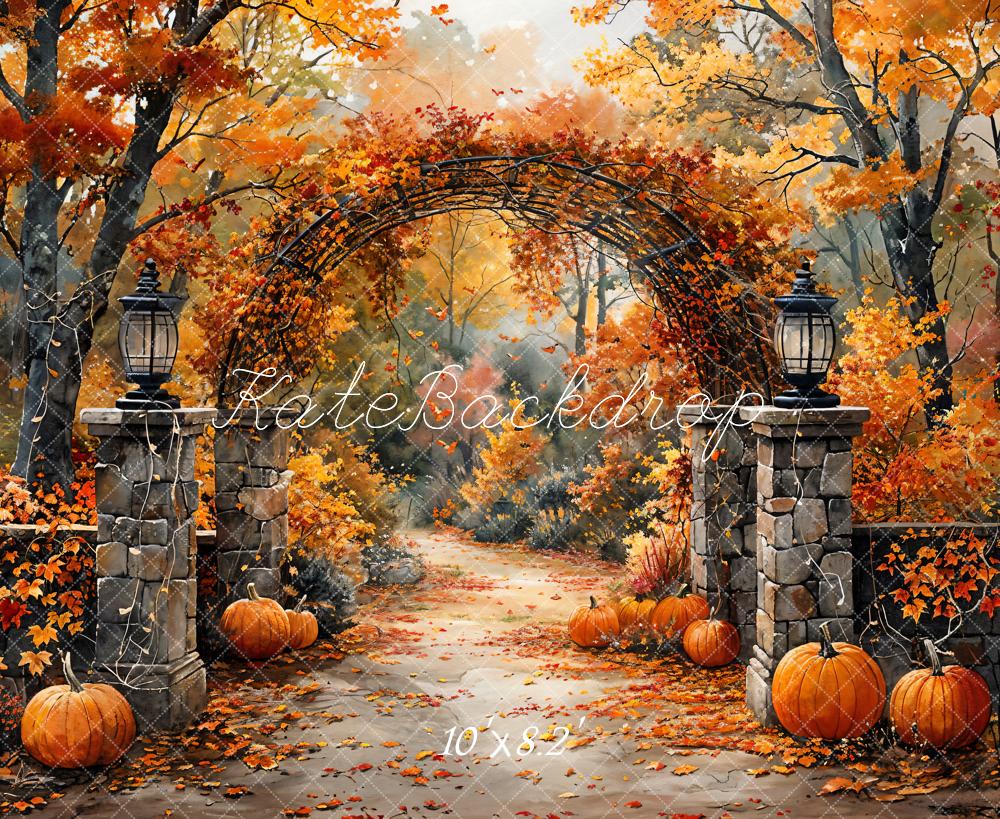 50%OFF-Kate Retro Aquarell Herbst Wald Kürbis Bogen Tor Hintergrund - Kate Backdrop.de