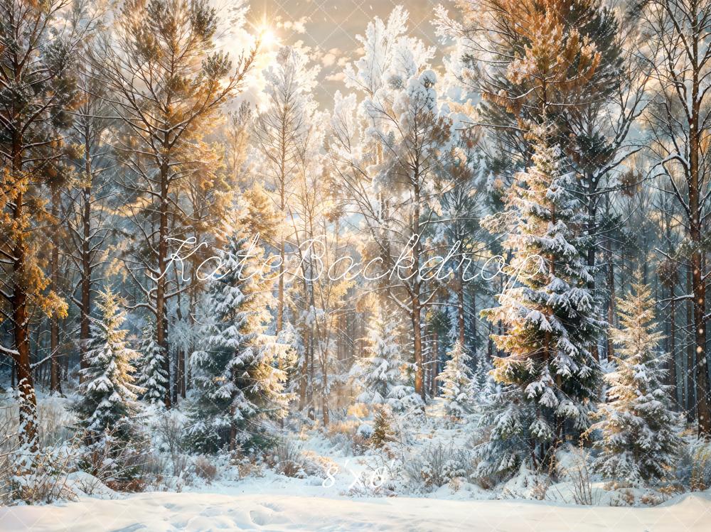Kate Winter Weihnachten Outdoor Kiefernwald Hintergrund entworfen von Chain Photography - Kate Backdrop.de
