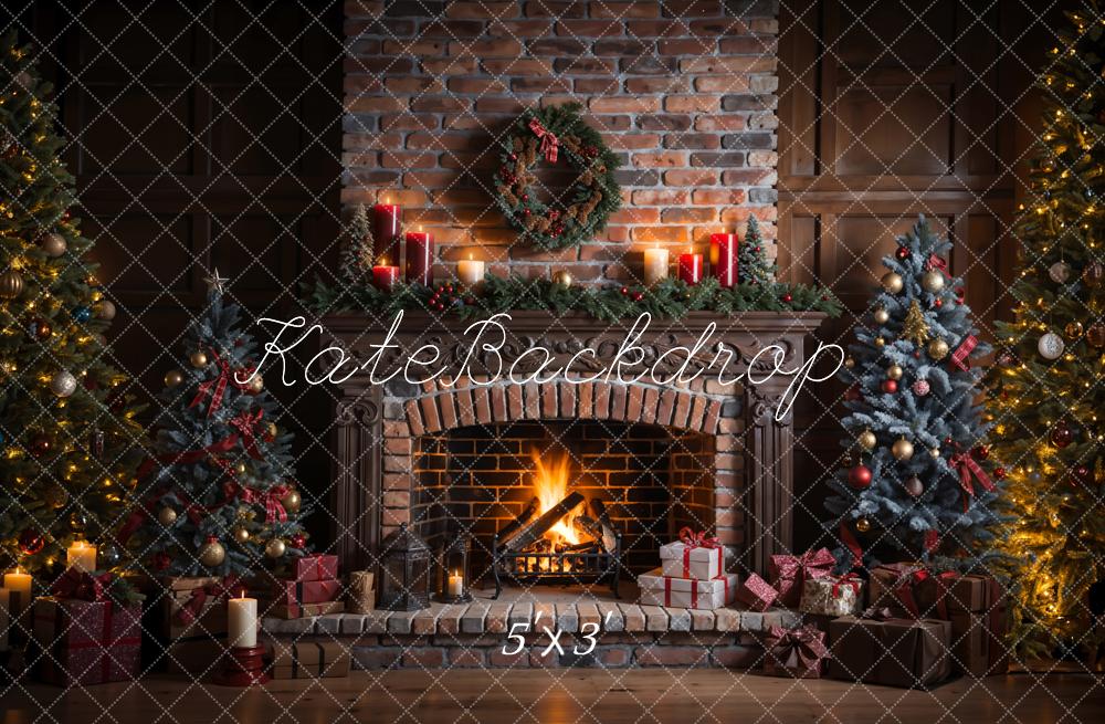 Kate Weihnachten Indoor Retro Kaputter Backstein Kaminwand Hintergrund entworfen von Emetselch - Kate Backdrop.de