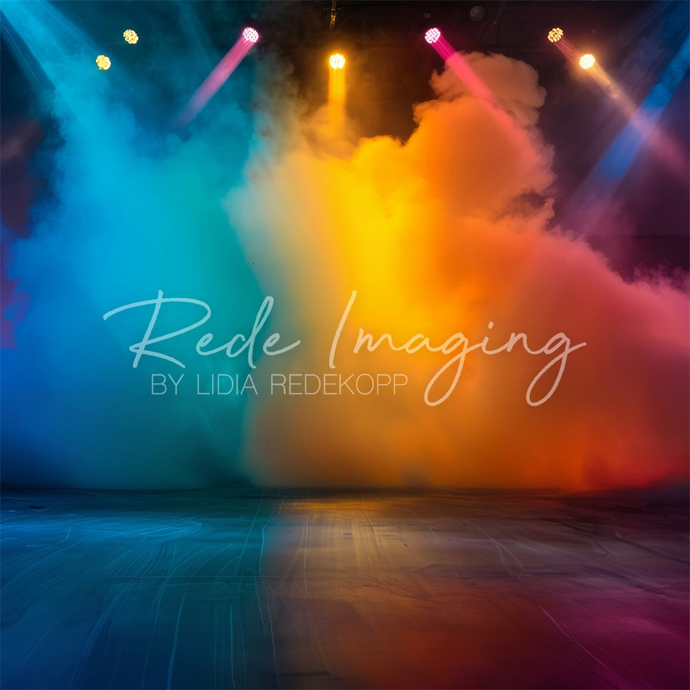 Kate Bunter Regenbogen Rauch Show Retro Bühnen Hintergrund entworfen von Lidia Redekopp - Kate Backdrop.de