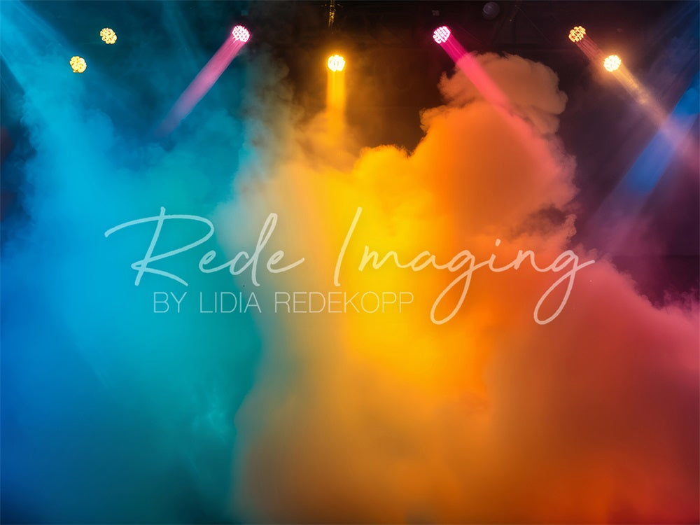 Kate Bunter Regenbogen Rauch Show Retro Bühnen Hintergrund entworfen von Lidia Redekopp - Kate Backdrop.de