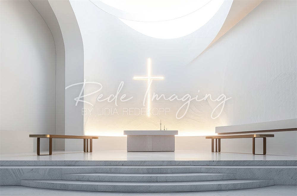 Kate Moderner Weißer Großer Sonnenschein Kirchenaltar Hintergrund entworfen von Lidia Redekopp - Kate Backdrop.de