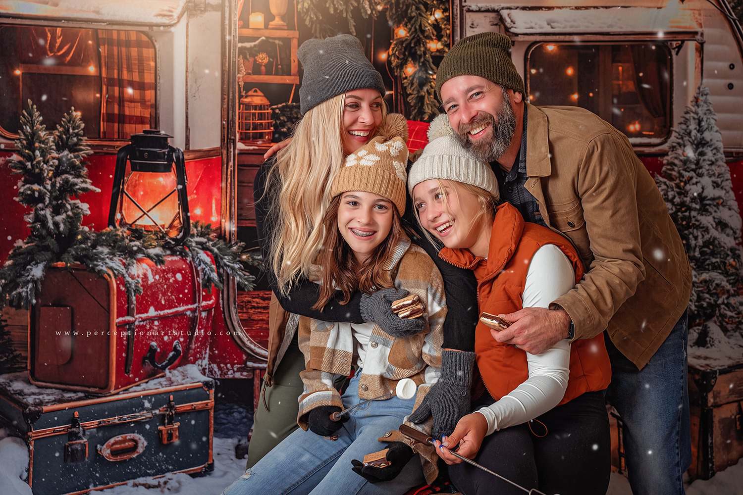 Kate Weihnachten Koffer Camping Auto Hintergrund entworfen von Emetselch - Kate Backdrop.de