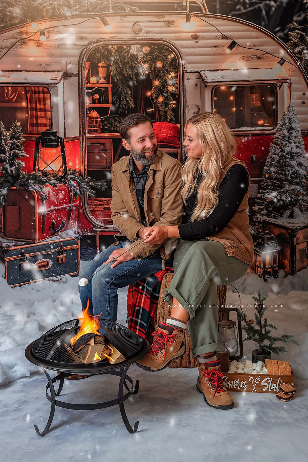 Kate Weihnachten Koffer Camping Auto Hintergrund entworfen von Emetselch - Kate Backdrop.de