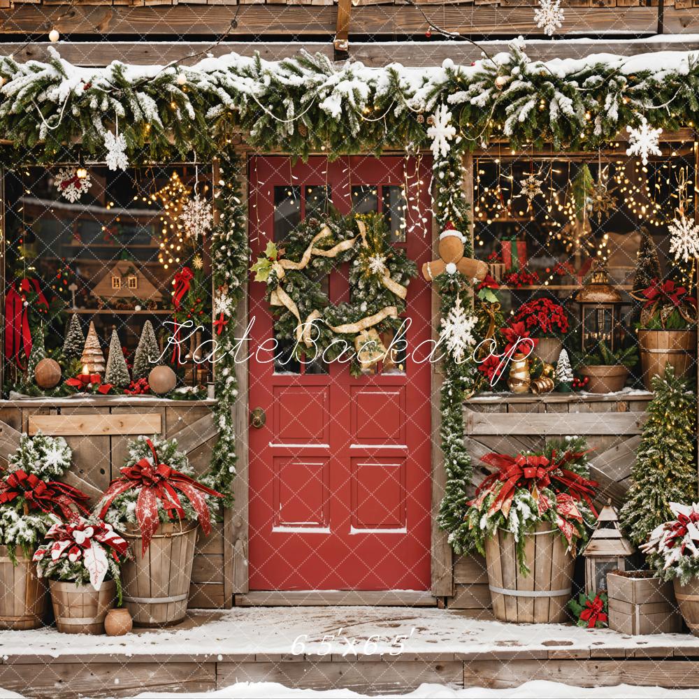 Kate Winter Land Rot Weihnachten Store Hintergrund entworfen von Emetselch - Kate Backdrop.de