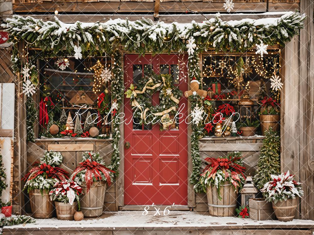 Kate Winter Land Rot Weihnachten Store Hintergrund entworfen von Emetselch - Kate Backdrop.de
