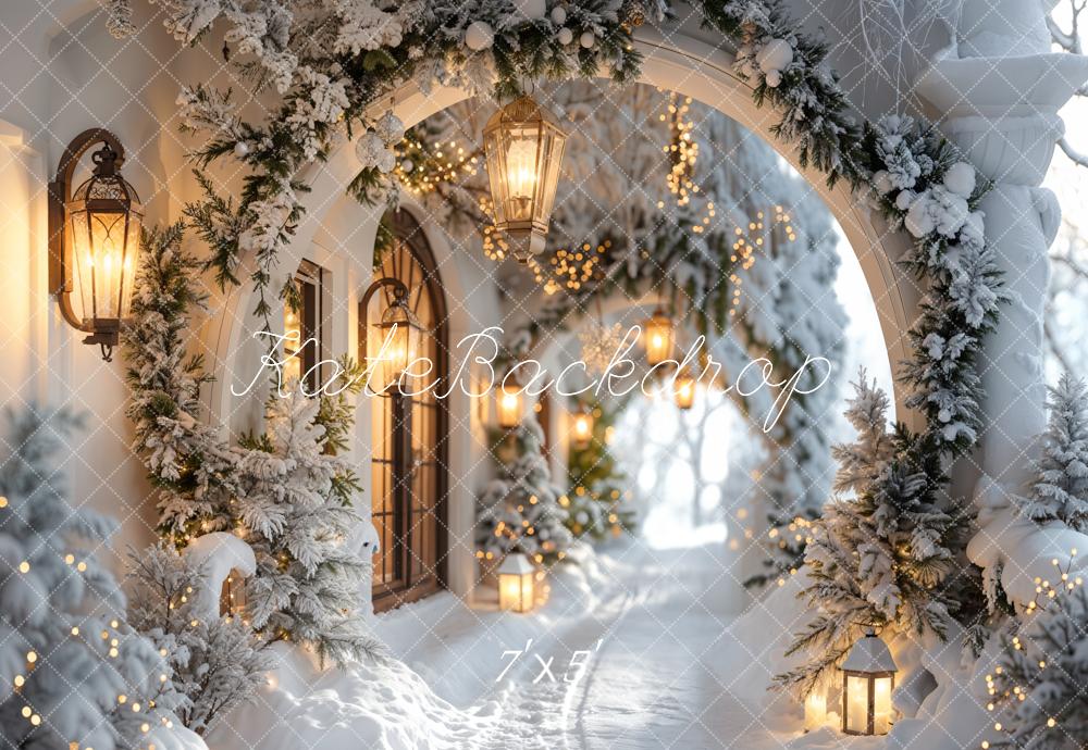 ⚡Blitzangebote --Kate Winter verschneite Weihnachtsbogen-Flur-Hintergrund - Kate Backdrop.de