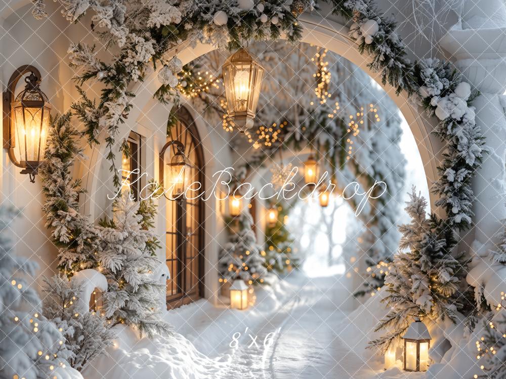 ⚡Blitzangebote --Kate Winter verschneite Weihnachtsbogen-Flur-Hintergrund - Kate Backdrop.de