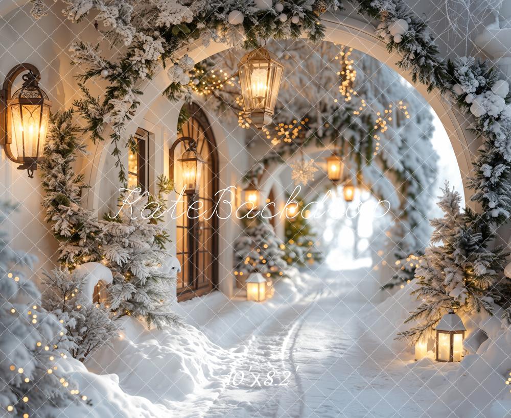 ⚡Blitzangebote --Kate Winter verschneite Weihnachtsbogen-Flur-Hintergrund - Kate Backdrop.de