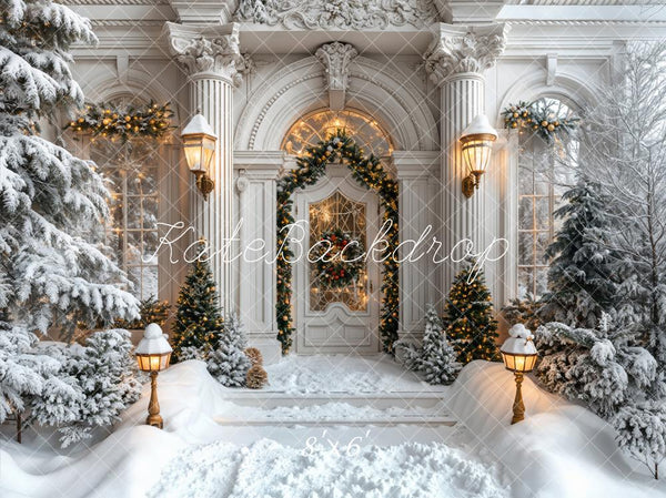 Kate Weihnachten Weiß Vintage Haus Hintergrund Entworfen von Emetselch - Kate Backdrop.de