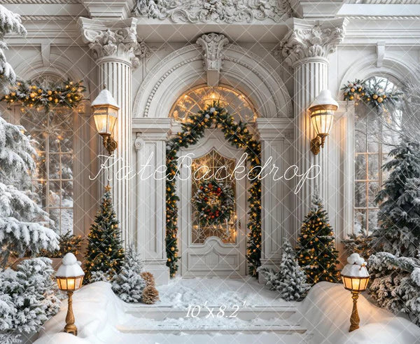 Kate Weihnachten Weiß Vintage Haus Hintergrund Entworfen von Emetselch - Kate Backdrop.de