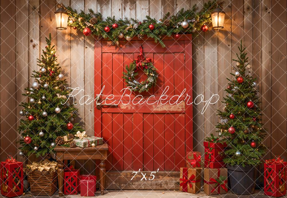 Kate Weihnachten Rote Scheune Holzwand Hintergrund Entworfen von Emetselch - Kate Backdrop.de