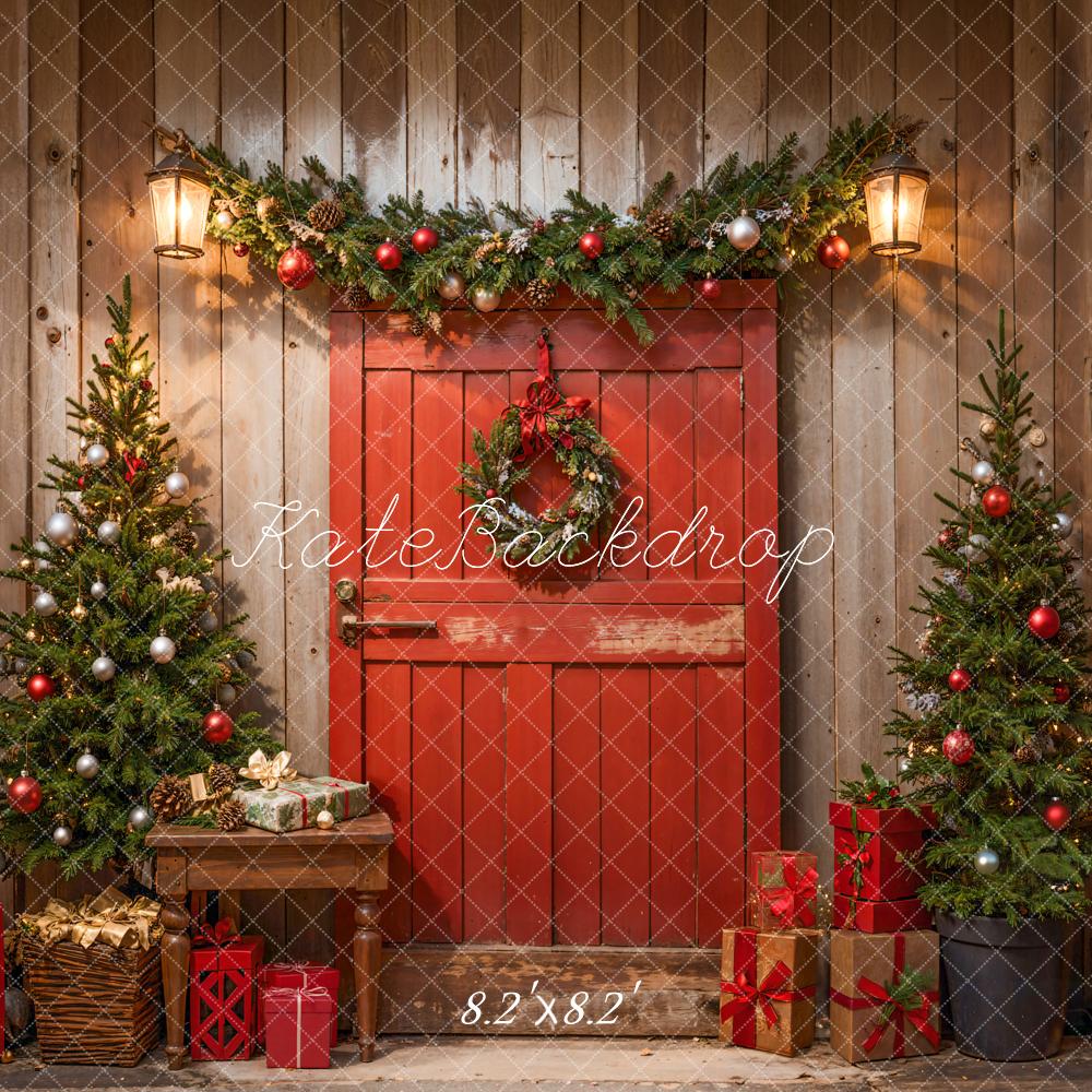 Kate Weihnachten Rote Scheune Holzwand Hintergrund Entworfen von Emetselch - Kate Backdrop.de