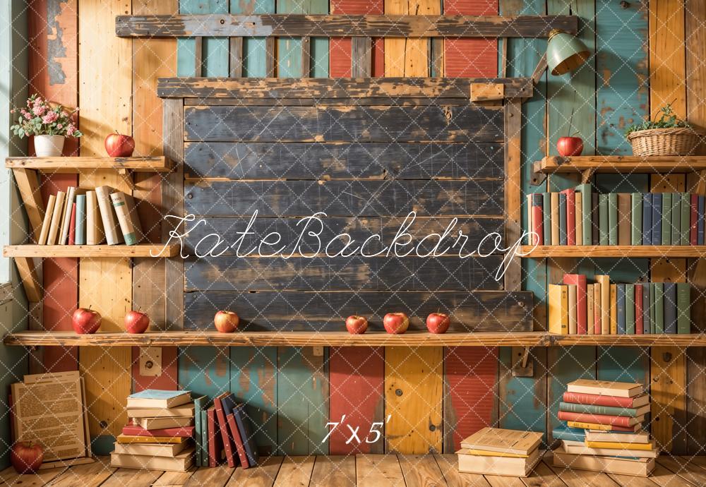 Kate Zurück zur Schule Bücherregal Tafel Hintergrund entworfen von Emetselch - Kate Backdrop.de
