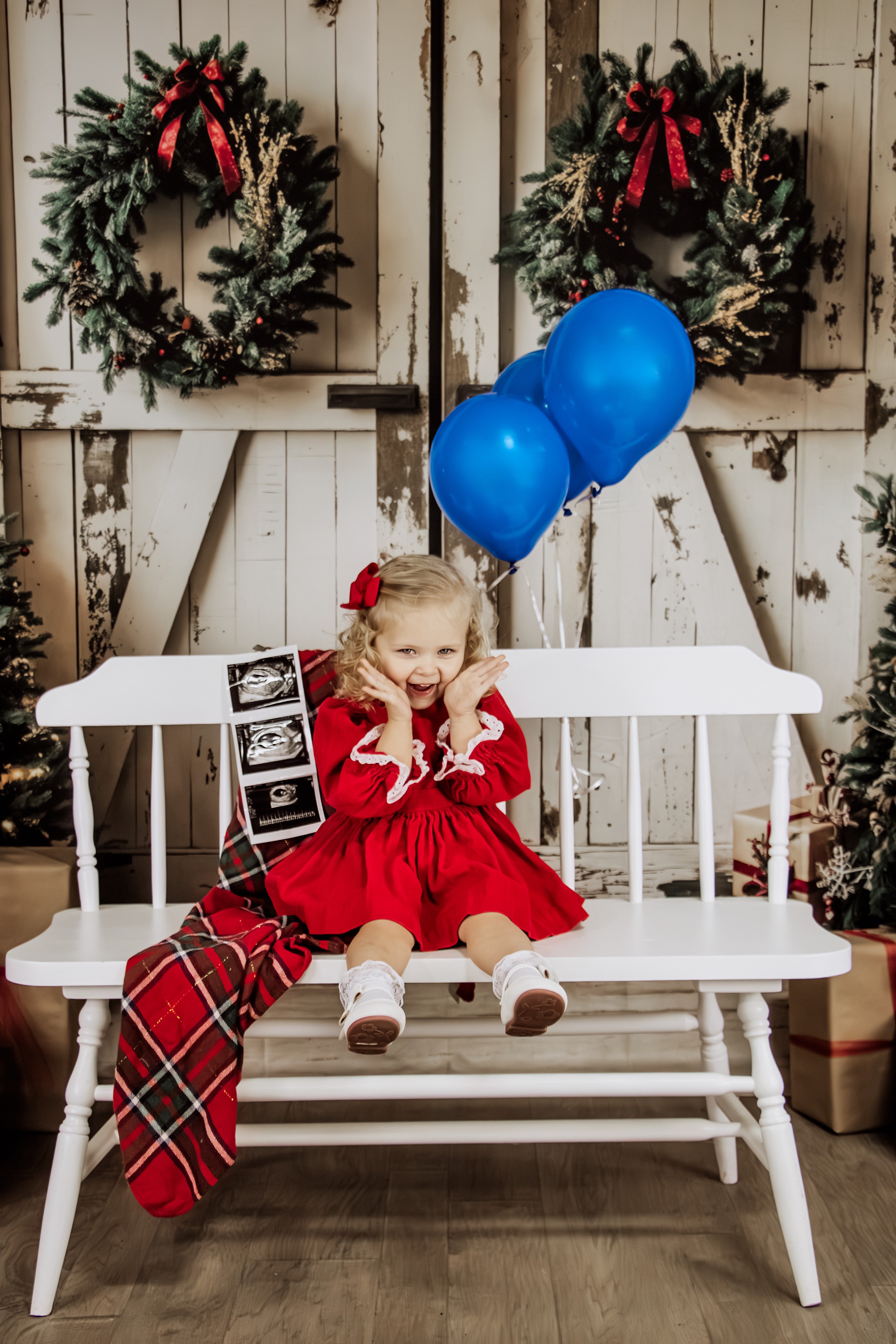 Kate Weihnachten Weiß Shabby Scheune Tür Hintergrund entworfen von Emetselch - Kate Backdrop.de