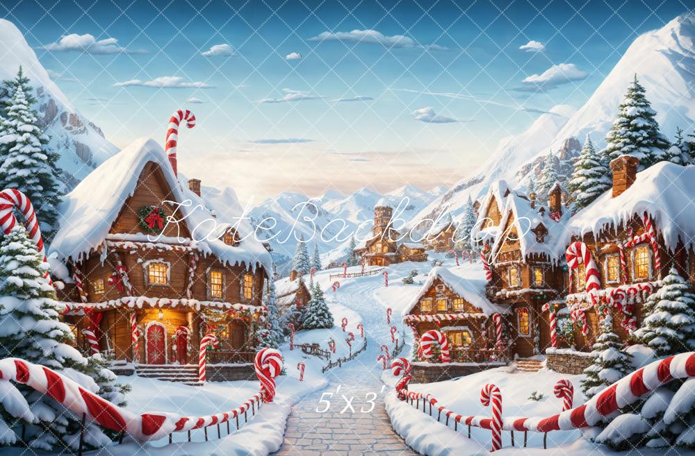 Kate Weihnachten Fantasie Cartoon Lebkuchenstadt Hintergrund Entworfen von Emetselch - Kate Backdrop.de