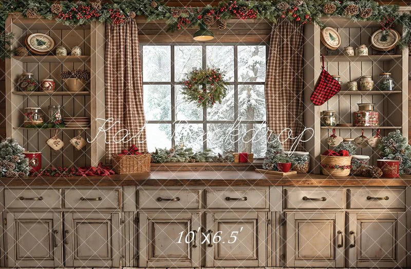 Kate Weihnachten Retro Braun Küche Hintergrund Entworfen von Emetselch - Kate Backdrop.de