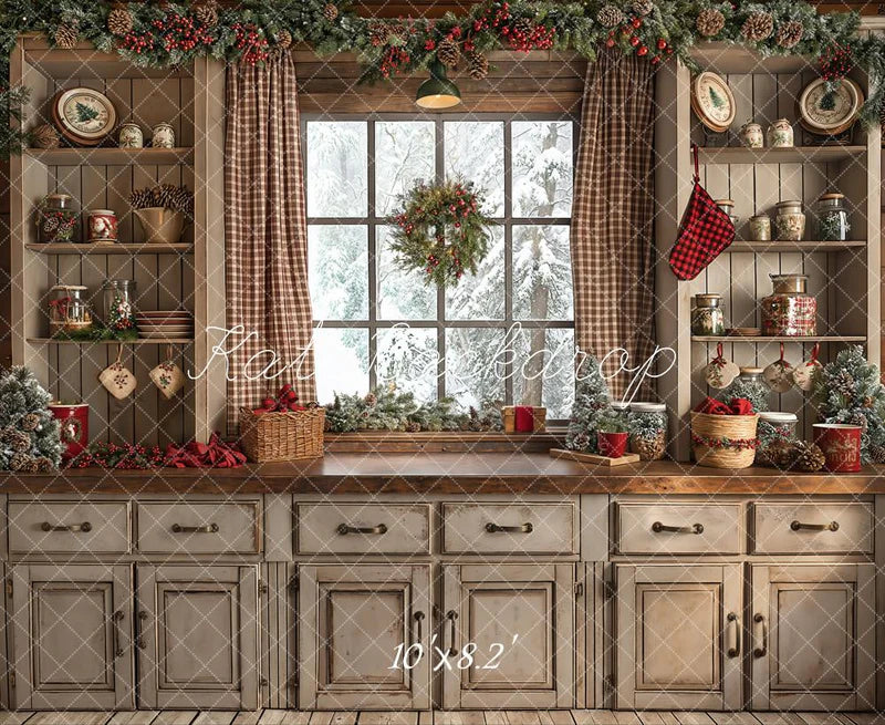 Kate Weihnachten Retro Braun Küche Hintergrund Entworfen von Emetselch - Kate Backdrop.de