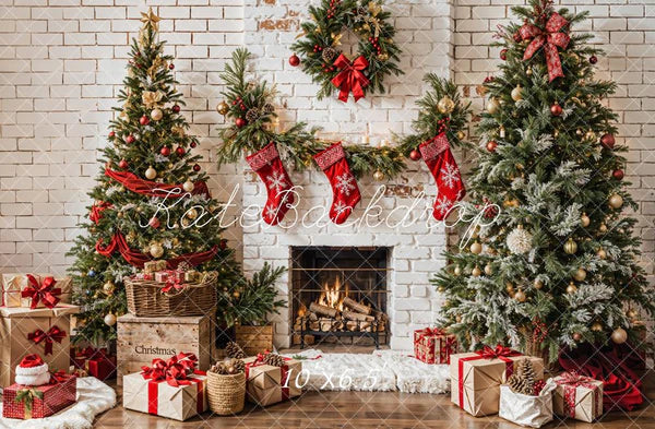 ⚡Blitzangebote #2-Kate Weihnachten Weiß Ziegel Kamin Hintergrund - Kate Backdrop.de