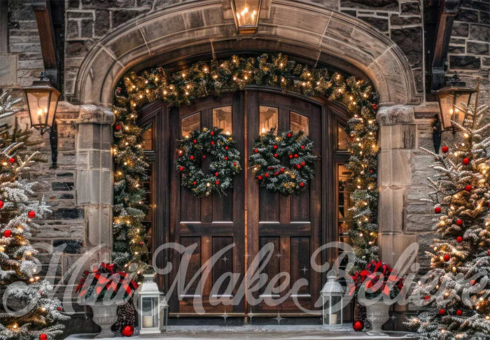Kate Weihnachten Braun gewölbten Stein Schloss Tür Kulisse Entworfen von Mini MakeBelieve