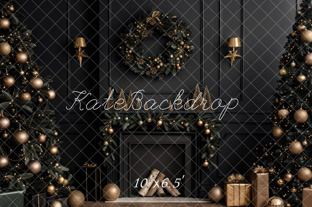 ⚡Blitzangebote #4-Kate Weihnachten Schwarzer moderner Kaminhintergrund für den Innenbereich - Kate Backdrop.de