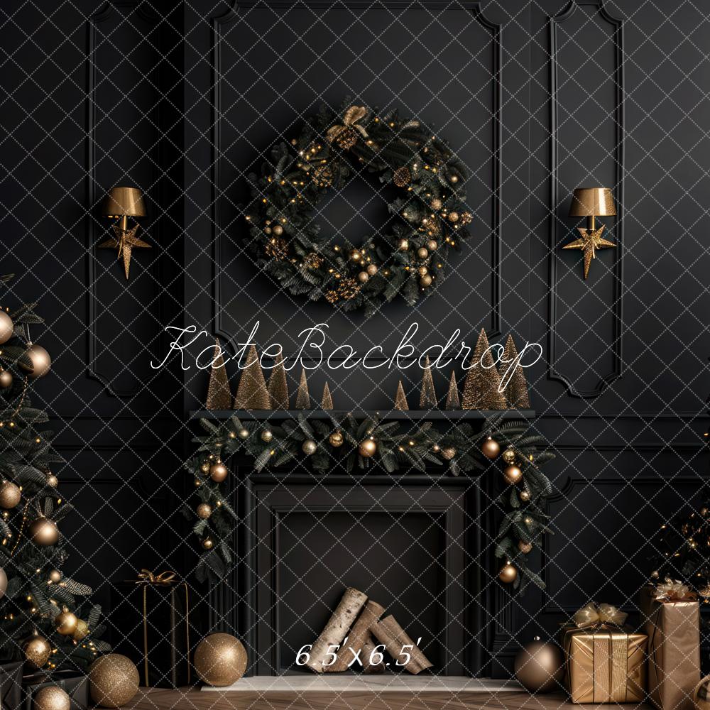 ⚡Blitzangebote #4-Kate Weihnachten Schwarzer moderner Kaminhintergrund für den Innenbereich - Kate Backdrop.de