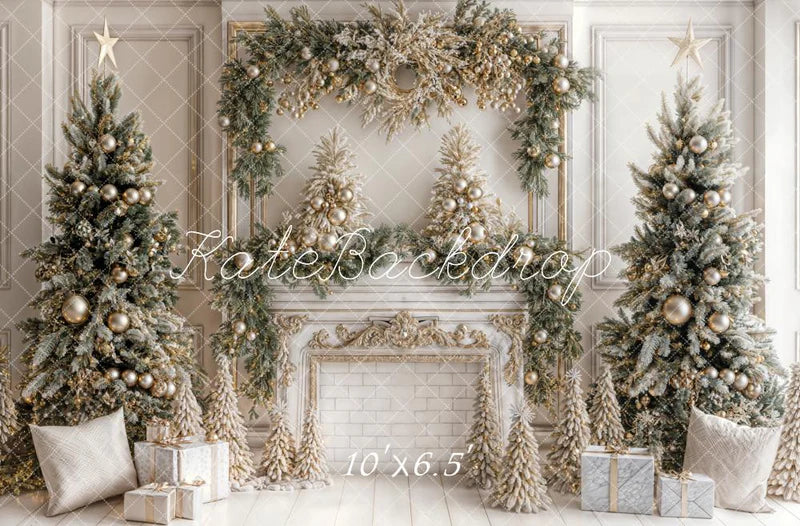 ⚡Blitzangebote #3-Kate Weihnachten Weiß Vintage Backstein Kamin Hintergrund Entworfen - Kate Backdrop.de
