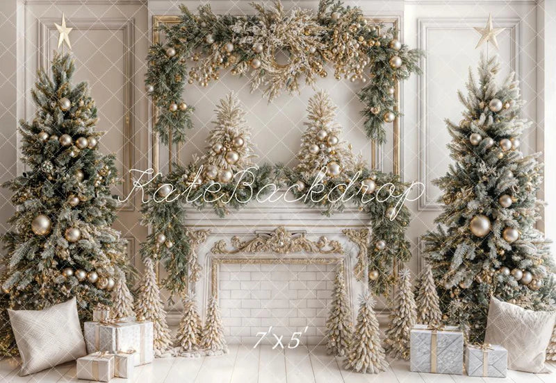 ⚡Blitzangebote #3-Kate Weihnachten Weiß Vintage Backstein Kamin Hintergrund Entworfen - Kate Backdrop.de