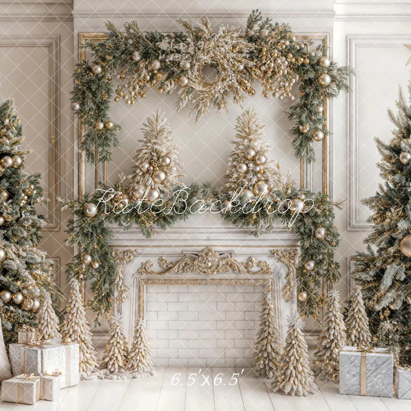 ⚡Blitzangebote #3-Kate Weihnachten Weiß Vintage Backstein Kamin Hintergrund Entworfen - Kate Backdrop.de