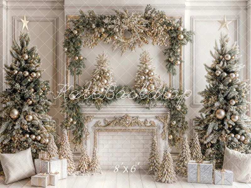 ⚡Blitzangebote #3-Kate Weihnachten Weiß Vintage Backstein Kamin Hintergrund Entworfen - Kate Backdrop.de