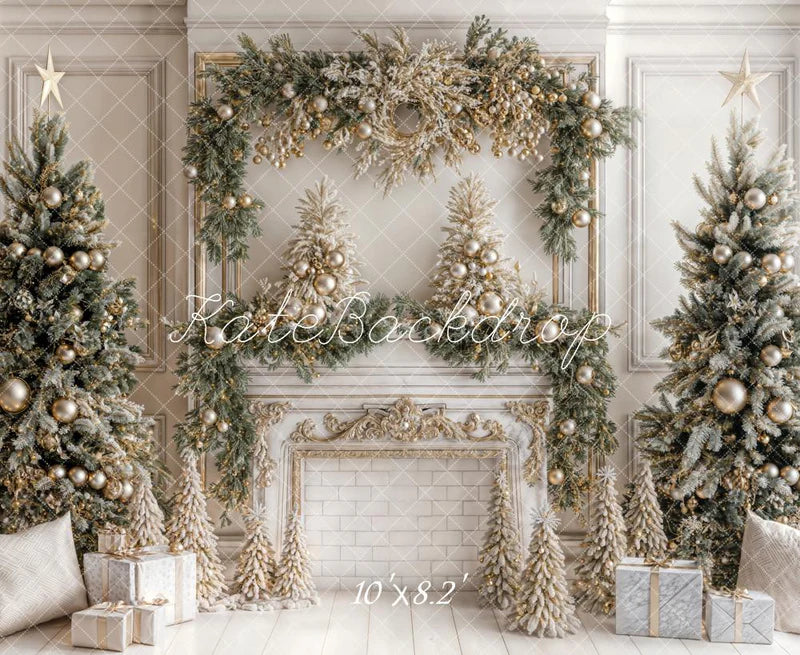 ⚡Blitzangebote #3-Kate Weihnachten Weiß Vintage Backstein Kamin Hintergrund Entworfen - Kate Backdrop.de