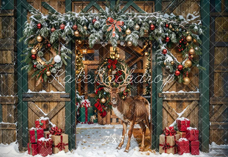 ⚡Blitzangebote #2- Kate Weihnachten Elch Holzscheune Hintergrund - Kate Backdrop.de