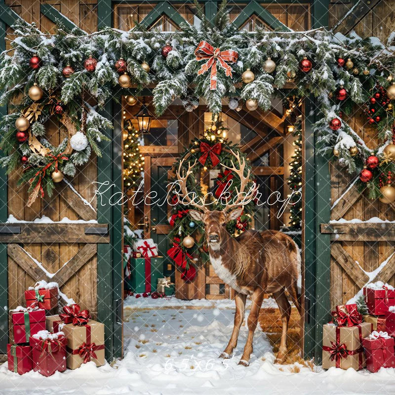 ⚡Blitzangebote #2- Kate Weihnachten Elch Holzscheune Hintergrund - Kate Backdrop.de
