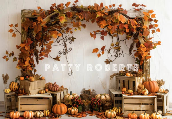 50%OFF-Kate Herbst Kürbis Ahornblatt Holzbogen Hintergrund Entworfen von Patty Robert - Kate Backdrop.de