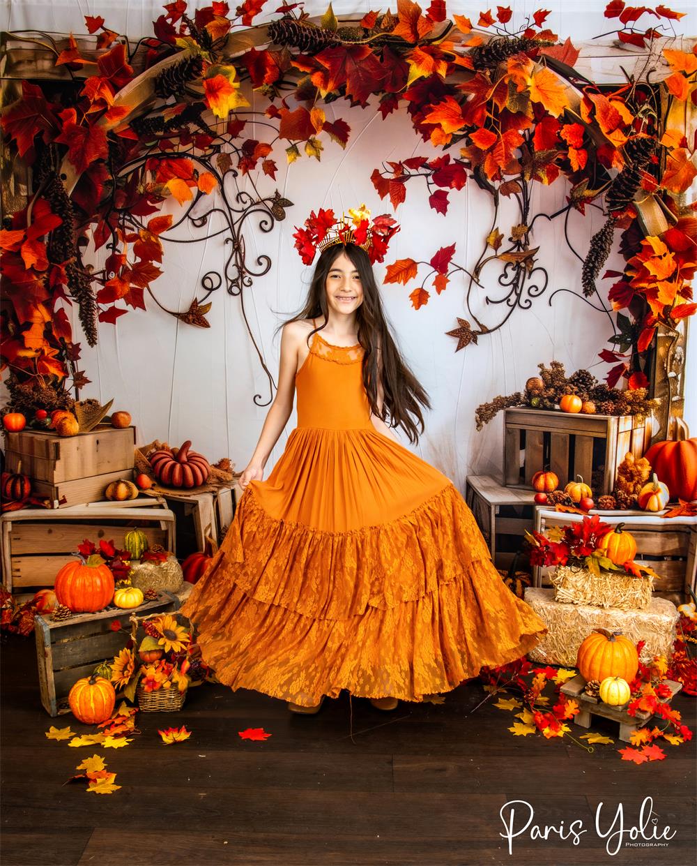 50%OFF-Kate Herbst Kürbis Ahornblatt Holzbogen Hintergrund Entworfen von Patty Robert - Kate Backdrop.de