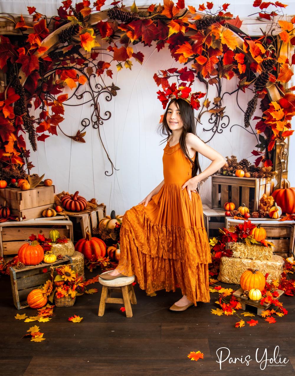 50%OFF-Kate Herbst Kürbis Ahornblatt Holzbogen Hintergrund Entworfen von Patty Robert - Kate Backdrop.de