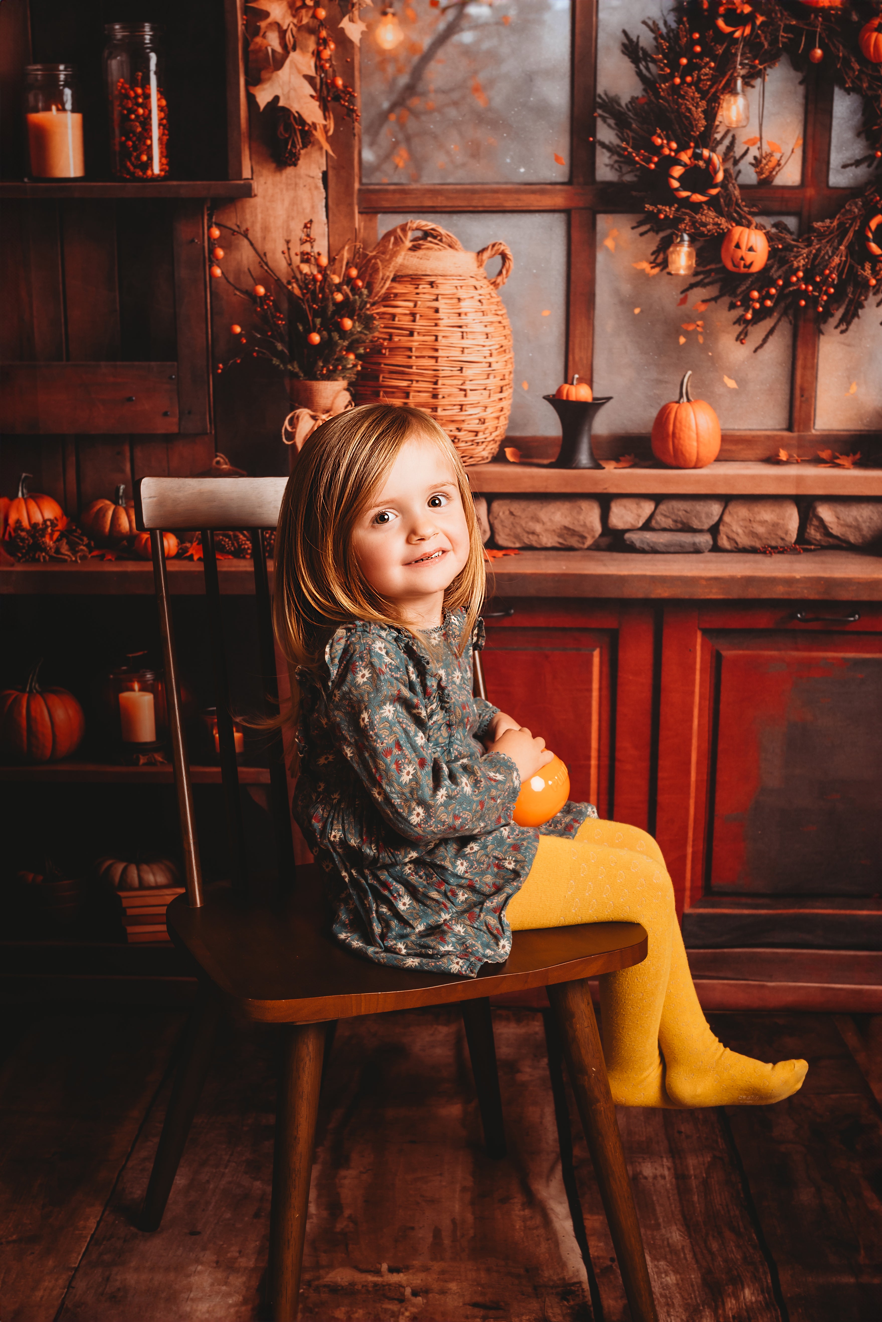 Kate Herbst Halloween Kürbis Orange Küche Hintergrund Entworfen von Emetselch - Kate Backdrop.de