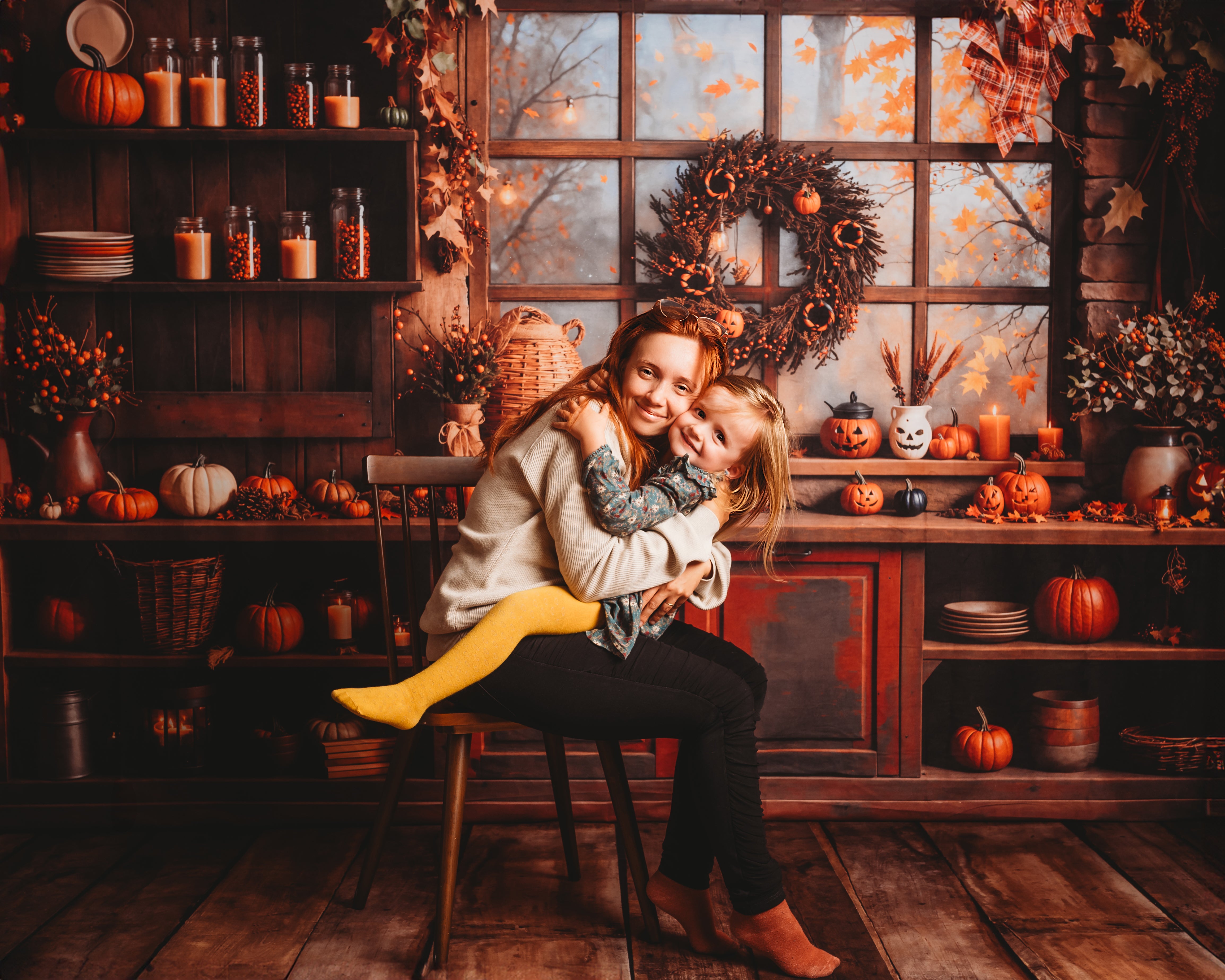 Kate Herbst Halloween Kürbis Orange Küche Hintergrund Entworfen von Emetselch - Kate Backdrop.de