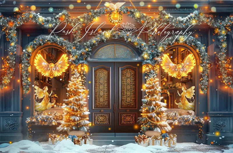 Kate Goldene Engel Weihnachtsgeschäft Hintergrund entworfen von Laura Bybee - Kate Backdrop.de